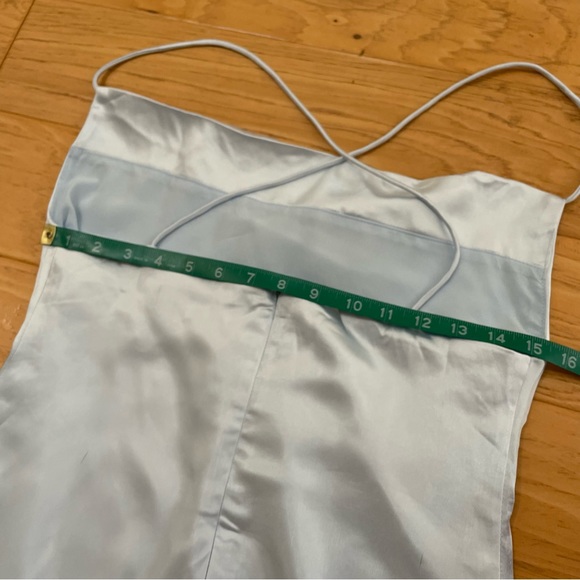 Superdown Billie Drape Midi Dress Dusty Blue Satin Size Medium NWT - Picture 9 of 13